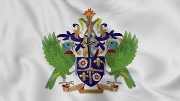 Saint Lucia national emblem or symbol in waving flag. smooth 4k video seemless loop