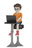 3d hommes isolés faisant des activités avec des vêtements orange png