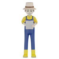 3d Isolated Field Supervisor in blue and yellow clothes png