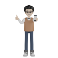 3d Isolated Men with brown vests and glasses png