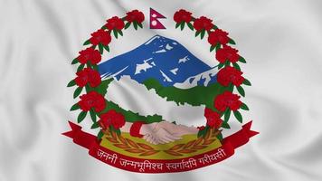 Nepal nazionale emblema o simbolo nel agitando bandiera. liscio 4k video apparentemente ciclo continuo