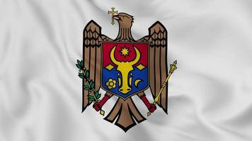 Moldova national emblem or symbol in waving flag. smooth 4k video seemless loop