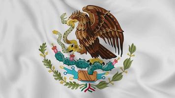 emblema o símbolo nacional de México en la bandera ondeante. bucle suave de video 4k sin problemas