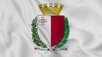 Malta national emblem or symbol in waving flag. smooth 4k video seemless loop