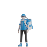 3d Isolated Courier with blue clothes and hats png