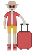 3d Isolated A Man in red going on vacation png