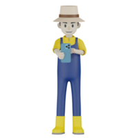 3d Isolated Field Supervisor in blue and yellow clothes png