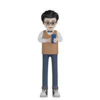 3d Isolated Men with brown vests and glasses png