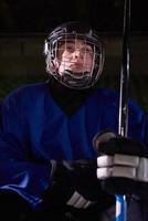 ice hockey players on bench photo