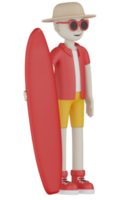 3d isolé un homme en rouge partant en vacances png