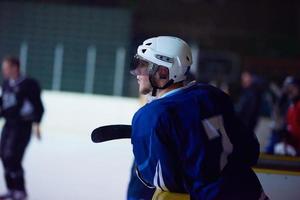 ice hockey players on bench photo