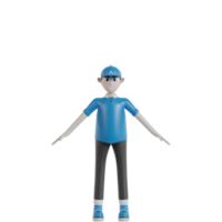 mensajero aislado 3d con ropa y sombreros azules png