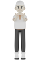 3d Isolated Muslim man in white clothes png