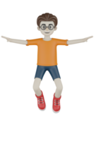 3d Isolated Men doing activities with orange clothes png