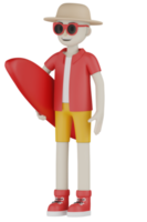 3d isolou um homem de vermelho saindo de férias png