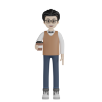 3d Isolated Men with brown vests and glasses png