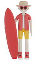 3d isolou um homem de vermelho saindo de férias png