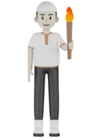 3d Isolated Muslim man in white clothes png