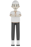 3d Isolated Muslim man in white clothes png