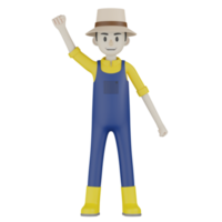 3d Isolated Field Supervisor in blue and yellow clothes png