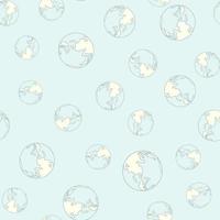 Planet earth engraved seamless pattern. Vintage sphere of world in hand drawn style. vector