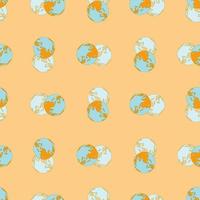 Planet earth engraved seamless pattern. Vintage sphere of world in hand drawn style. vector