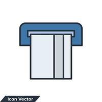 atm icon logo vector illustration. Credit Card Sliding Out From ATM symbol template for graphic and web design collection