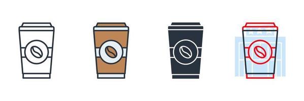 coffee icon logo vector illustration. Disposable cup with steas of hotness popping out, making coffee symbol template for graphic and web design collection