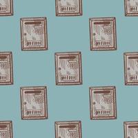 Mailbox engraved seamless pattern. Vintage letterbox in hand drawn style. vector