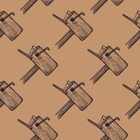 Mailbox with letter engraved seamless pattern. Vintage letterbox in hand drawn style. vector