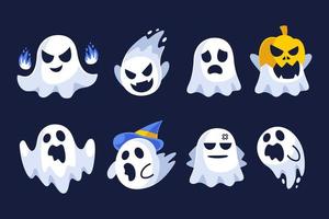 colección de diseño plano fantasma de halloween vector