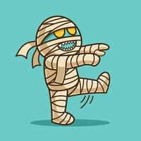 Scary Walking Mummy Cartoon Character vector