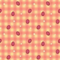 purple grape and little white flower on orange stock fabric seamless pattern Gift Wrap wallpaper background vector