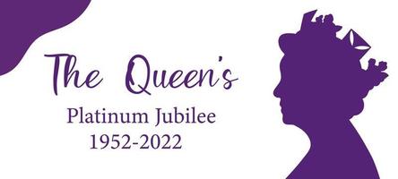 The Queen's Platinum Jubilee celebration with side profile of Queen Elizabeth. Flat vector illustration