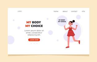 womens protest pro-choice activists web banner or landing page. Protest. My body is my choice. Flat vector illustration