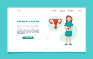 Cervical cancer concept web banner or landing page. Female reproductive system. Female gynecological problems infertility endometriosis concept. Flat vector illustration