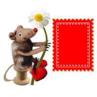 Little mouse with a flower png