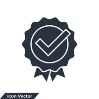 ilustración de vector de logotipo de icono de calidad. plantilla de símbolo de verificación de aprobación para la colección de diseño gráfico y web