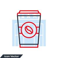 Ilustración de vector de logotipo de icono de café. vaso desechable con steas de picor saliendo, haciendo una plantilla de símbolo de café para la colección de diseño gráfico y web