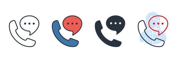 call icon logo vector illustration. Phone handset with speech bubble symbol template for graphic and web design collection