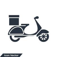 Ilustración de vector de logotipo de icono de entrega rápida de envío. plantilla de símbolo de caja de bicicleta de scooter de entrega urgente para la colección de diseño gráfico y web
