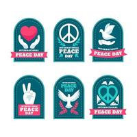 conjunto de pegatinas del día mundial de la paz vector