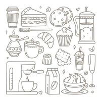 A set of elements for a coffee shop To use for posters banners postcards and packaging design Vector illustration in the style of hand drawn