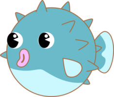 Cute Cartoon Sea Animal Puffer Fish Character png