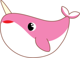 carino cartone animato mare animale unicorno balena personaggio png
