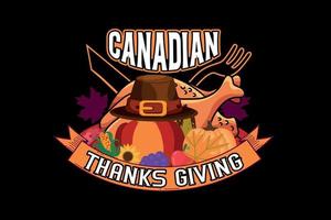 acción de gracias canadiense, diseño de camiseta del día de acción de gracias vector