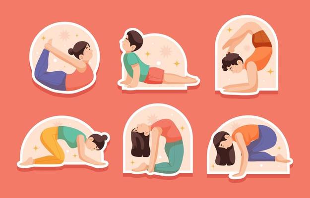 Yoga Stickers Illustrations & Vectors