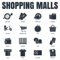 Set of Shopping malls icon logo vector illustration. Online supermarket pack symbol template for graphic and web design collection