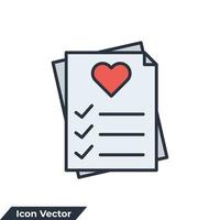 wish list icon logo vector illustration. Like document symbol template for graphic and web design collection