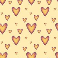 Seamless pattern with hearts in hippie style in retro colors. For textile, background, product design vector